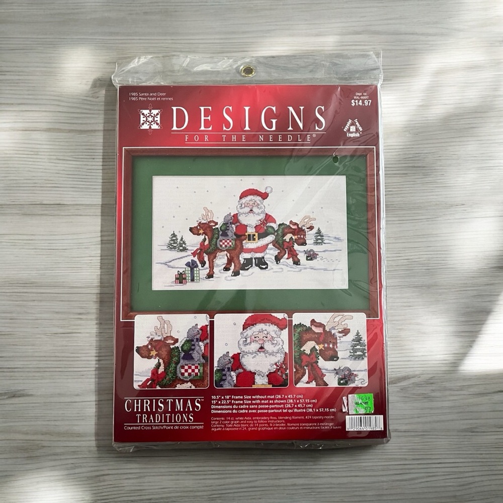 NWT Designs for the Needle Santa & Reindeer Christmas Counted Cross Stitch Kit